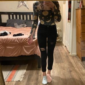 Forever 21 grey sun and stars bodysuit